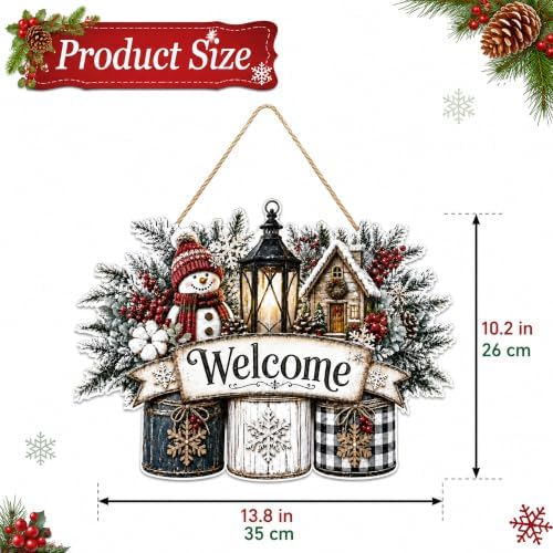 Christmas Decorations - Winter Snowman Welcome Wooden Sign for Front Door - Image 3