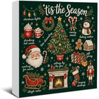 Tis the Season Christmas Decor, Winter Holiday Wooden Sign Decorations by EUDOSI