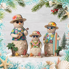 Suzile 3 Pcs Christmas Tropical Snowman Decorations Wooden Indoor Decor - Image 5