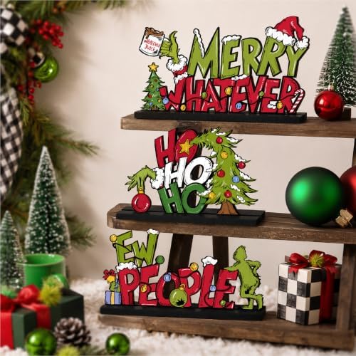 3 Pcs Christmas Table Decorations, Wooden Christmas Decor Indoor - Image 2