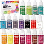 Food Coloring Liquid Set,18 Colors x 10ml Food Grade Food Dye Edible Vibrant Liquid Color for Cake Decorating,Baking,Easter Egg,Icing,Fondant,Cookies,Slime Making DIY Supplies Kit -0.35 Fl. oz/Bottles by Treedoa