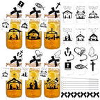 Vesici 6 Pcs Christmas Christian Gift 16 oz Nativity Glass Cups with Lid Straw and Stopper Christian Coffee Cup Tumbler Religious Gifts with Cards and Bow for Women Church Christmas Party Favor by Vesici