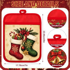 Jingmore 12 Pcs Christmas Pot Holders with Pocket for Kitchen Gift Bulk - Image 3