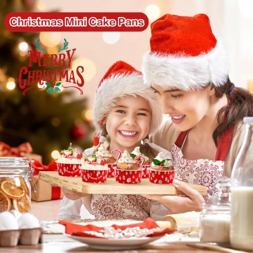Christmas Mini Cake Pans with Lids, Aluminum Foil Mini Muffin Tins, 30Pack - Image 5