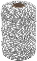 Tenn Well 656ft 2mm Grey White Striped Cotton Bakers Twine for Baking by TennWell
