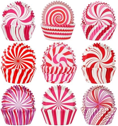 SANNIX 450Pcs Pink Cupcake Liners, Pink Red White Cupcake Wrappers Paper Wraps Muffin Liners for Wedding Birthday Valentines Day Party Candy Cake Decorations Supplies by SANNIX