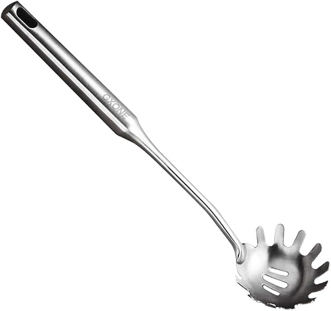 Spaghetti Spoon, 304 Stainless Steel Pasta Spoon by GXONEHomeKitchen