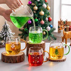 Set of 4 Christmas Wine Glasses 3D 13.5oz XMAS Drinking Glass Cup W/Handle - Image 4