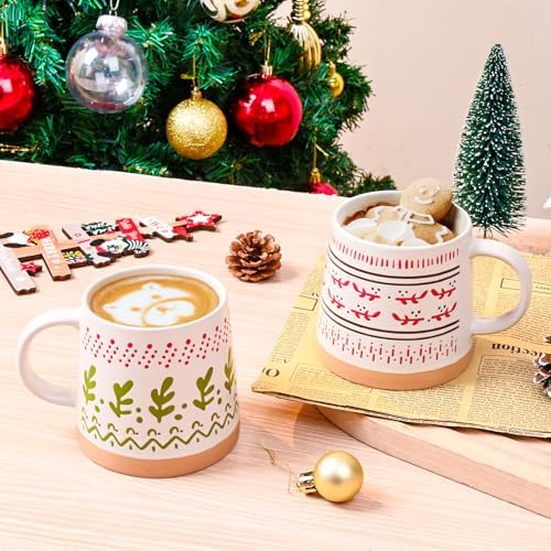 Maustic Christmas Mugs Set of 4, Christmas Coffee Mugs, Ceramic Holiday Mug for Hot Cocoa, Hot Chocolate, Coffee, Tea, Family Gifts, 14 Oz, Microwave & Dishwasher Safe - Image 6