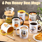 Didaey 6 Pcs Bee Mugs Gifts for Women 12 oz Ceramic Coffee Cup Gift Set - Image 2