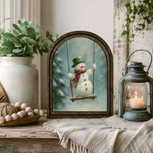 Snowman Christmas Arched Table Sign, Rustic Winter Farmhouse Decor - Image 6