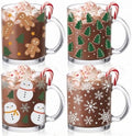 Bokon 4 Pcs Christmas Glass Coffee Mugs with Handle, 12 oz by Bokon