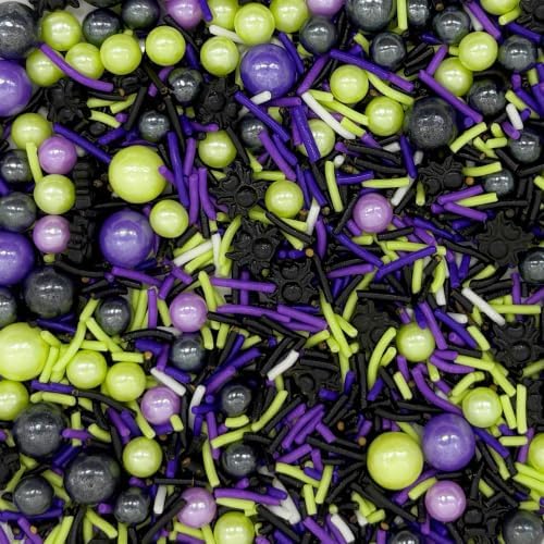 Green & Black & Purple Spiders Sprinkles Mix Size Halloween Themed Cake Decorations Cupcake Toppers Perfect for Wedding Valentine Supplies 4.58OZ - Image 2
