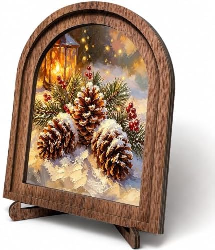 Winter Pinecone Arched Table Sign, Rustic Farmhouse Christmas Decor by HPCHENG