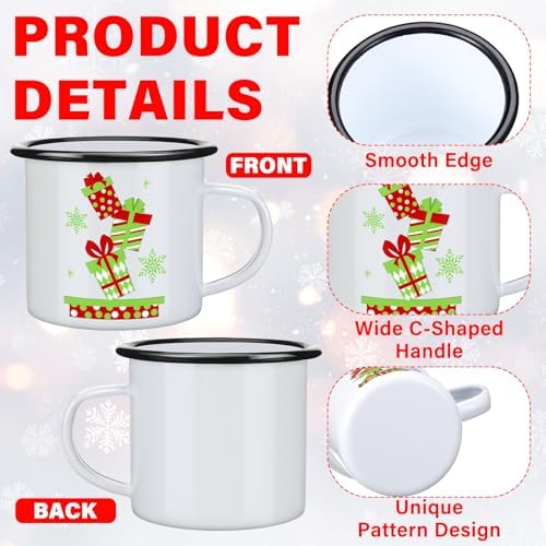 Chengu 12 Pack Enamel Coffee Mugs Green Christmas Cups, 12 oz Holiday - Image 5