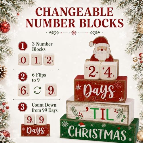Christmas Countdown Decorations Indoor, Christmas Table Decor for Home - Image 3