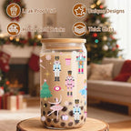 Christmas Nutcracker Gifts 16Oz Glass Coffee Cups with Lid Straw - Image 3