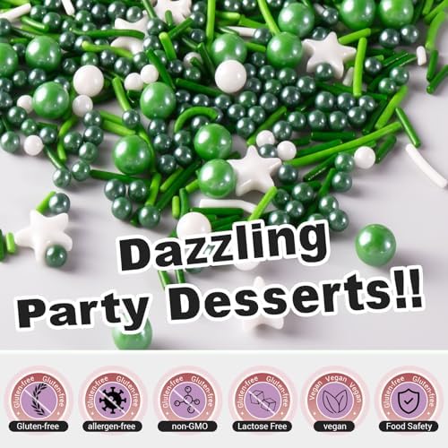 Green Sprinkles, Green White Cake Sprinkles Mix for Cakes, Cupcakes, 180g - Image 4