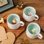 Cute Squirrel Ceramic Coffee Mug Hidden 3D Animal In Cup Ideal Creative Holiday Christmas and Birthday Gifts for Animal Lovers Family Kids Friends Colleagues 12OZ (Green and Yellow) - Image 6