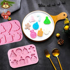 3PCS Christmas Silicone Cookie Molds, Xmas Chocolate Molds Holiday Gummy Candy Butter Mold Wax Melt Mold Christmas Tree Gingerbread Snowman Snowflakes Socks Bells Santa Hat Baking Mold (Xmas-Pink-B) - Image 7