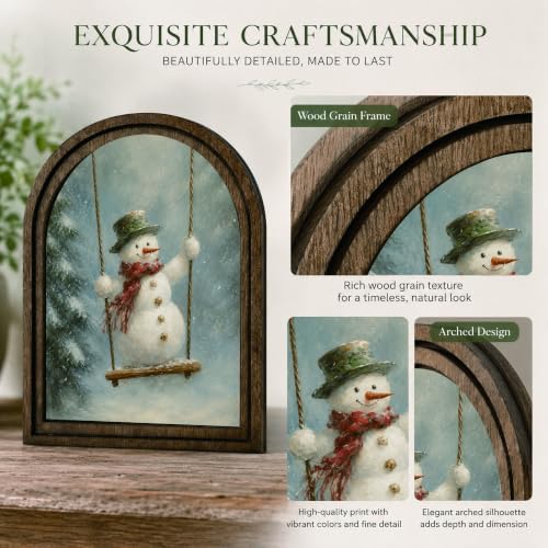 Snowman Christmas Arched Table Sign, Rustic Winter Farmhouse Decor - Image 4