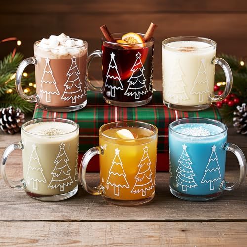 Maxcheck 6 Pack 12 oz Christmas Coffee Mugs Glass Cups - Image 6