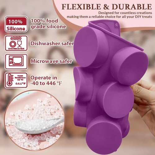 HKNMTT Silicone Round Cookie Mold, 4 PCS Candy Chocolate Moulds, 12-Cavity Cylinder Non-Stick Food Grade BPA Free Moulds for Making Handmade Soap Mini Cake Jelly Brownie Pudding Jello - Image 2