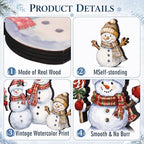 Suzile 3 Pcs Christmas Snowman Decoration Rustic Wooden Winter Indoor Decor - Image 5