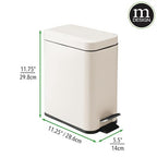 mDesign Small Modern 1.3 Gallon Rectangle Metal Lidded Step Trash Can, Compact - Image 8