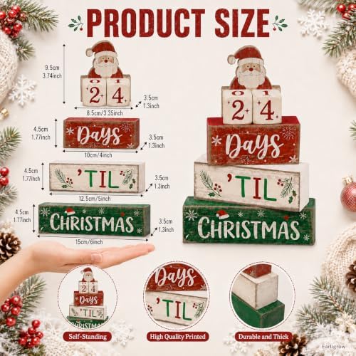 Christmas Countdown Decorations Indoor, Christmas Table Decor for Home - Image 4