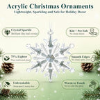 Crystal Christmas Tree Ornaments, Clear Acrylic Snowflake & Icicle, 18pcs - Image 4