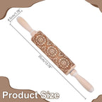 Embossed Wooden Rolling Pin Flower Print 35cm Rolling Pin - Image 2