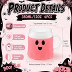 Didaey 4 Pcs Halloween Boo Ghost Coffee Mugs Clear Novelty Spooky Cups - Image 2