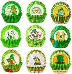 SANNIX 450pcs St. Patrick's Day Cupcake Liners, Irish Clover Shamrock Print Baking Cupcake Green Wrappers Paper Muffin Liners for St. Patrick's Day Party Candy Cake Decorations Supplies(9 Designs) by SANNIX