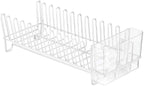 mDesign Kitchen Sink Dish Drainer – Small Metal and Plastic Dish Rack - Image 7