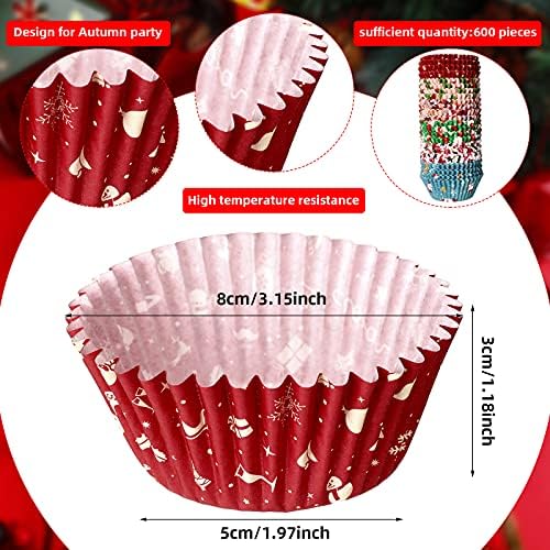 Chengu 600 Pcs Christmas Cupcake Liners, Xmas Baking Supplies - Image 3