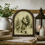 Santa and Dog Winter Forest Arched Table Sign, Rustic Christmas Decor - Image 7