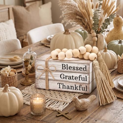 4pcs Thanksgiving Table Decor Blessed Grateful Thankful Book Sign - Image 5