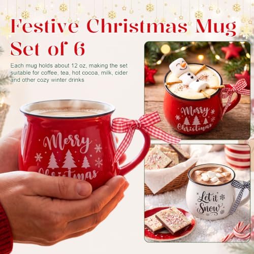 LemonRoad 6 Pcs Christmas Coffee Mugs, 12 oz Holiday Gift Ceramic Mugs Bulk - Image 5