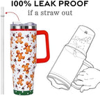 Christmas Tumbler with Handle and Straw Lid 40 oz,Cute Christmas Gifts for Women Gingerbread Candy Cane Vacuum Insulated Leak Proof Tumbler,Winter Holiday Accessories Stainless Steel Coffee Cup Mug - Image 4