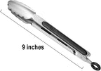 9-inch Stainless Steel Kitchen Tongs - Image 2