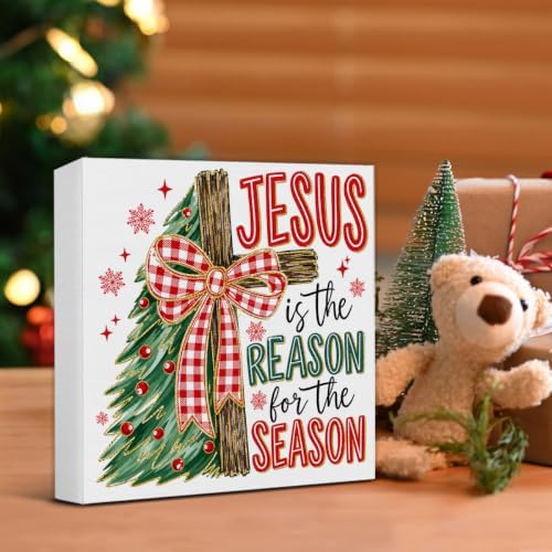 Christian Christmas Decor, Jesus is the Reason for the Season Wooden Sign - Image 5