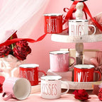 Mumufy 9 Pcs Valentine's Day Coffee Mugs 12 oz Valentine's Day Enamel Mug Romantic Coffee Mug Outdoor Camper Mug Kiss Love Sign Camping Tea Cup for Valentine's Day Party Campfire - Image 5