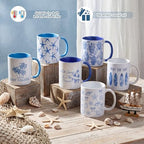 Didaey 6 Pcs Coastal Coffee Mugs, Blue Starfish Ceramic 12 oz Summer - Image 4