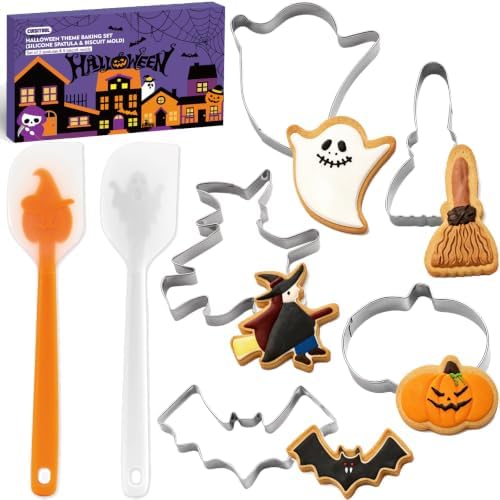 Halloween Cookie Cutters Set, 7pcs Metal Cookie Cutter Shapes & 11"Spatulas by CUISITOOL