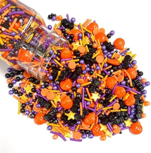 Sentovac Halloween Pumpkin Lantern Sprinkle Bats Jimmies Nonpareils Pearl Mix Edible for Cake Decorating Sugar Candy Cookie Cupcake Topper Baking Decorations Halloween Christmas Thankgiving Supplies - Image 5