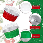 Umigy 100 Pcs Christmas Aluminum Foil Baking Cups with Lids,Classic - Image 3