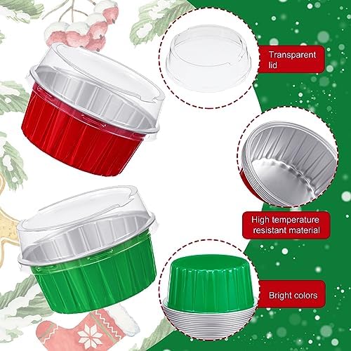 Umigy 100 Pcs Christmas Aluminum Foil Baking Cups with Lids,Classic - Image 3