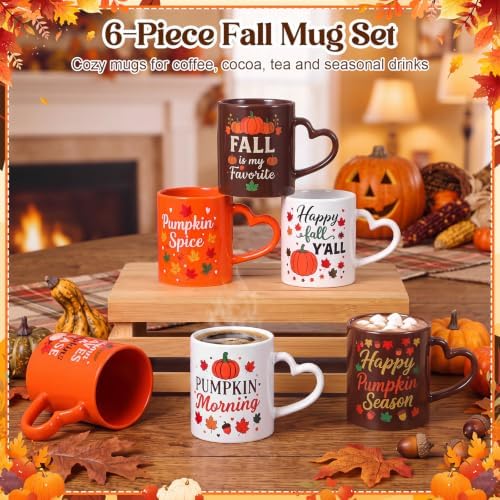 Fall Coffee Mug Set of 6, 10 oz Ceramic Teacher Mugs - Image 3