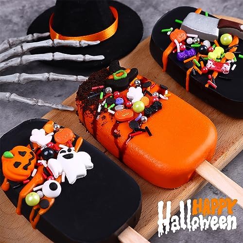 Edible Halloween Cake Decorations, Pumpkin Cupcake Toppers, Ghost Cake Decorations, Edible Knives Cupcake Toppers, Witch Hats for Cake Decorating, Cookies, Cupcakes, Macaron, and Ice Cream - Image 6